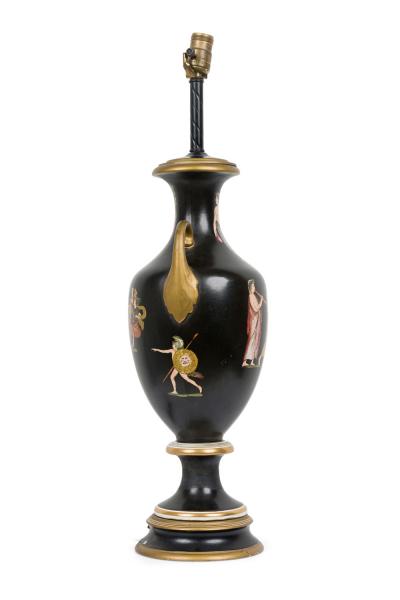 Pair Important English Victorian Ceramic Urns adapted as Lamps by Samuel Alcott