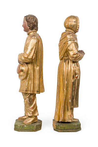 Pair Important Large Painted and parcel Gilt Figuires Italian