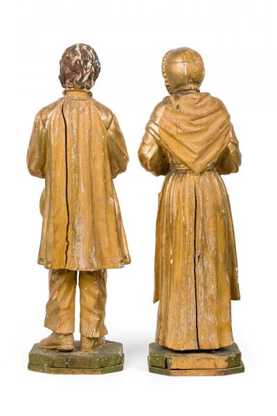 Pair Important Large Painted and parcel Gilt Figuires Italian