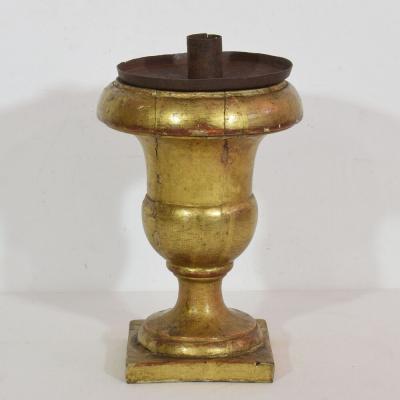 Pair Italian 19th Century Carved Giltwood Medici Vase Candleholders