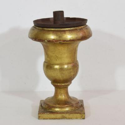 Pair Italian 19th Century Carved Giltwood Medici Vase Candleholders