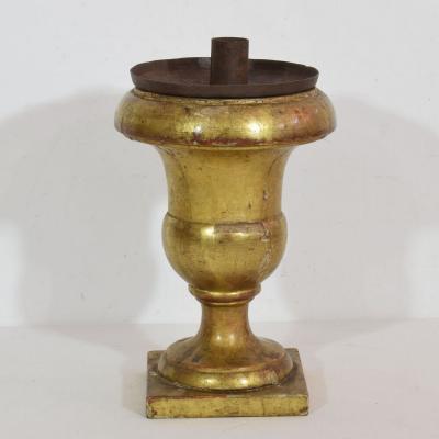 Pair Italian 19th Century Carved Giltwood Medici Vase Candleholders
