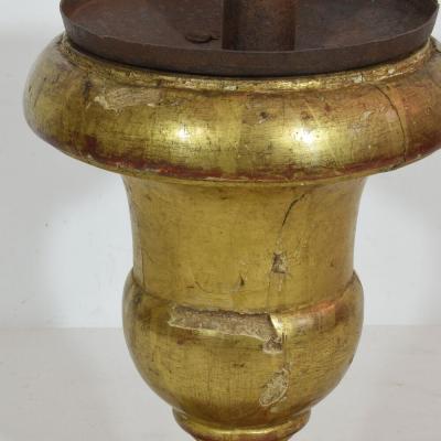 Pair Italian 19th Century Carved Giltwood Medici Vase Candleholders