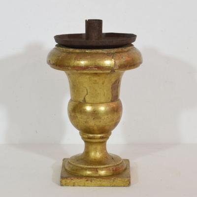 Pair Italian 19th Century Carved Giltwood Medici Vase Candleholders