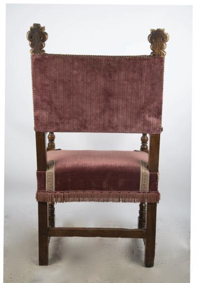 Pair Italian Baroque Walnut Hall Chairs
