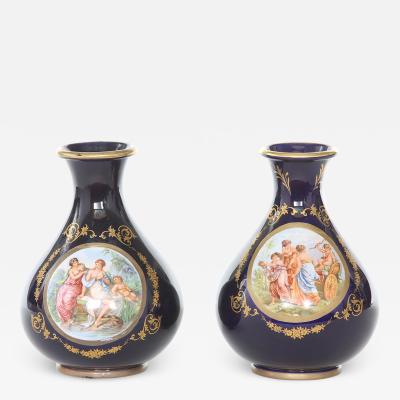 Pair Italian Gilt Porcelain Decorative Vases