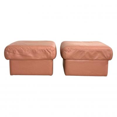 Pair Italian Leather Ottomans 1960
