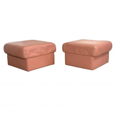 Pair Italian Leather Ottomans 1960