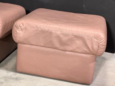 Pair Italian Leather Ottomans 1960