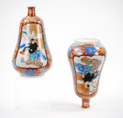Pair Japanese Imari Gourd Shaped Porcelain Vases