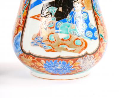 Pair Japanese Imari Gourd Shaped Porcelain Vases