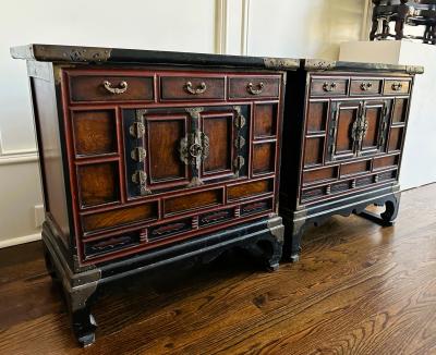 Pair Korean Lacquered Head side Chests Morijangs Joseon Dynasty