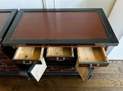 Pair Korean Lacquered Head side Chests Morijangs Joseon Dynasty