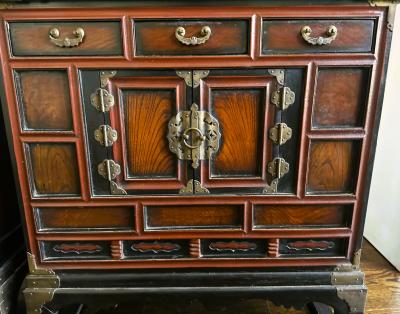 Pair Korean Lacquered Head side Chests Morijangs Joseon Dynasty