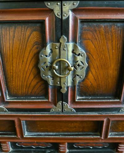 Pair Korean Lacquered Head side Chests Morijangs Joseon Dynasty