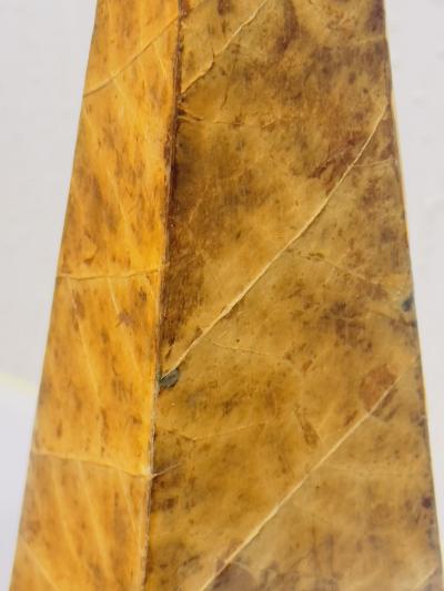 Pair Lacquered Tobacco Leaf Obelisk Giovanni Patrini Italy 1980