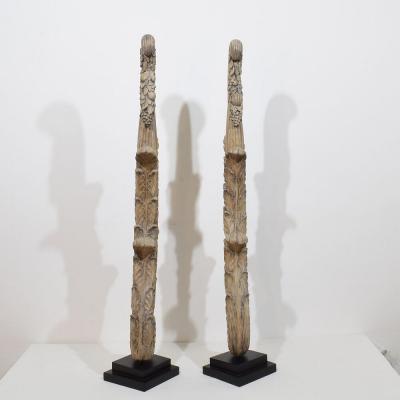 Pair Large 18th Century French Neoclassical Carved Oak Ornaments