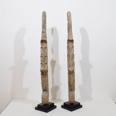 Pair Large 18th Century French Neoclassical Carved Oak Ornaments