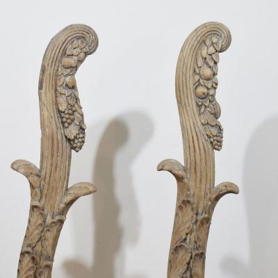 Pair Large 18th Century French Neoclassical Carved Oak Ornaments