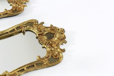 Pair Large Bronze Mirrored Back Sconces