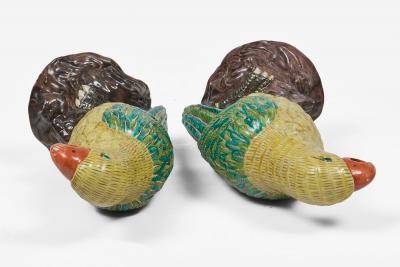 Pair Large Chinese Yellow Green Parrots