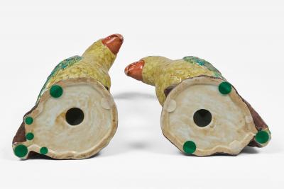 Pair Large Chinese Yellow Green Parrots