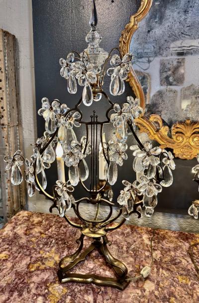 Pair Large French Bagues Styles Gilt Bronze Girandoles