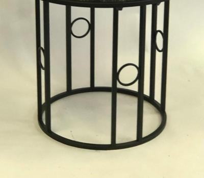 Pair Large French Modern Neoclassical Art Deco Iron Side Tables w Schist Tops