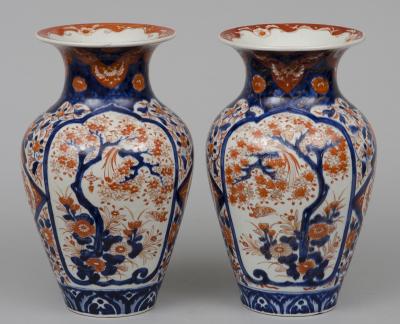 Pair Large Japanese Imari Open Vases Circa 1870
