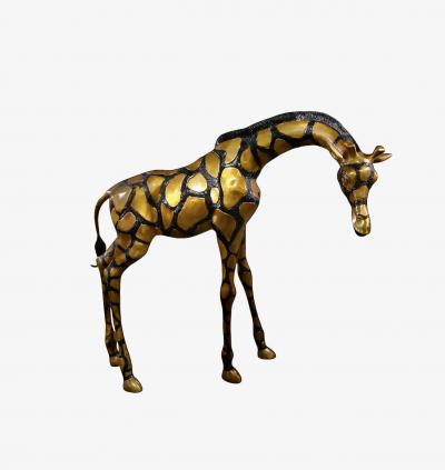 Pair Large Late 20th Century Brass Giraffes After Sergio Bustamante