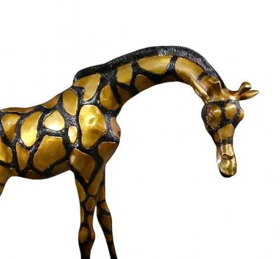 Pair Large Late 20th Century Brass Giraffes After Sergio Bustamante