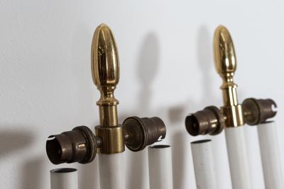 Pair Large Mid Century Italian Brass Wall Lights