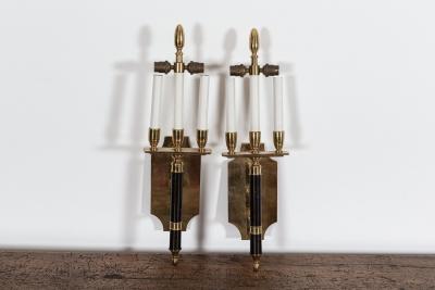 Pair Large Mid Century Italian Brass Wall Lights