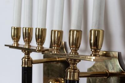 Pair Large Mid Century Italian Brass Wall Lights