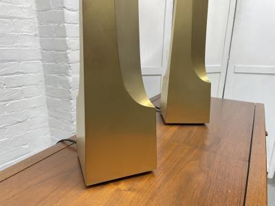 Pair Large Solid Bronze Sculptural Lamps
