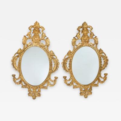 Pair Late 20th Century Giltwood Framed Hanging Wall Mirror