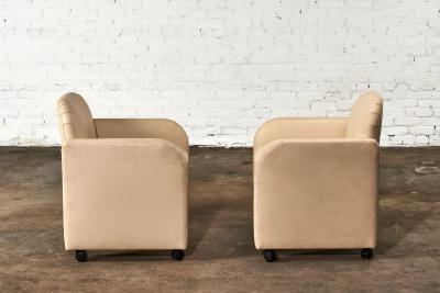 Pair Leather Barrel Chairs 1980
