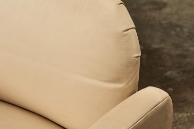 Pair Leather Barrel Chairs 1980
