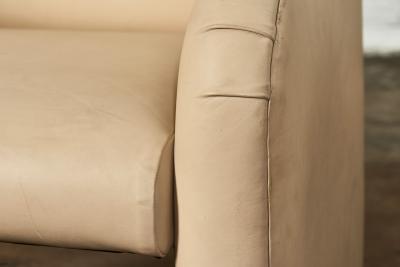 Pair Leather Barrel Chairs 1980