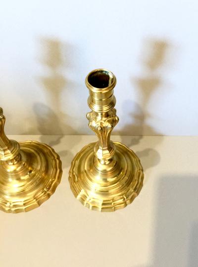 Pair Louis XV Brass Candlesticks 18th Century