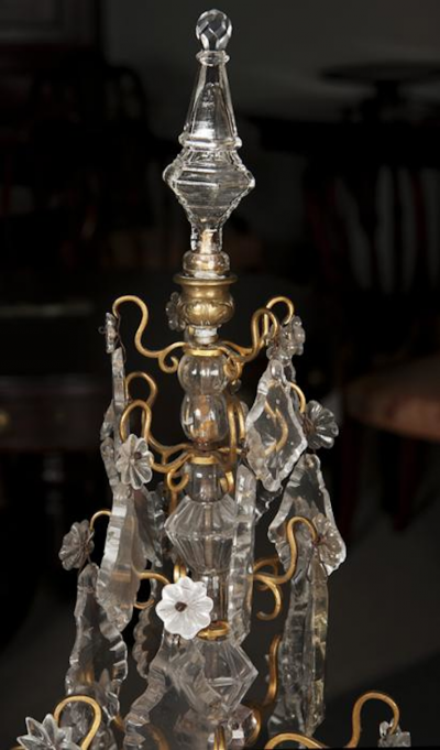 Pair Louis XV Bronze and Crystal Candelabra