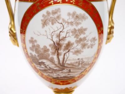 Pair Louis XVI Style French Porcelain Dore Bronze Table Lamps