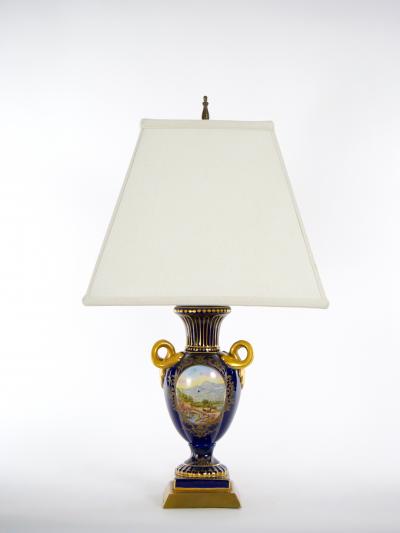 Pair Louis XVI Style French Porcelain Table Lamp