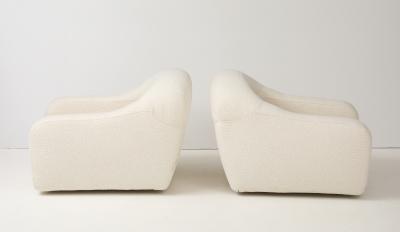 Pair Lounge Chairs Attributed to George Bighinello for Eurosalotto Ivory Boucle