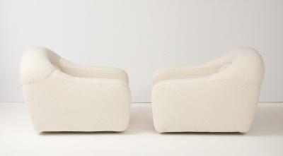 Pair Lounge Chairs Attributed to George Bighinello for Eurosalotto Ivory Boucle