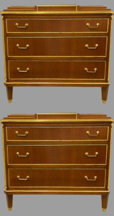 Pair Mahogany Up Russian Neoclassical Style Commodes Nightstands