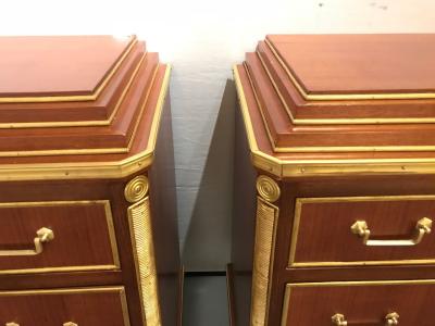 Pair Mahogany Up Russian Neoclassical Style Commodes Nightstands