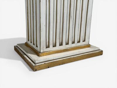 Pair Maison Jansen Painted and Eglomise Emerald Green Glass Top Console Tables