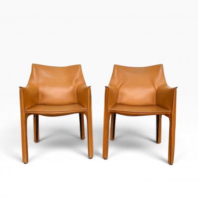 Pair Mario Bellini CAB 413 Chairs for Cassina Italy c 1970