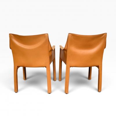 Pair Mario Bellini CAB 413 Chairs for Cassina Italy c 1970